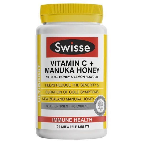 Viên nhai tăng miễn dịch Swisse Ultiboost Vitamin C + Manuka Honey 120 viên