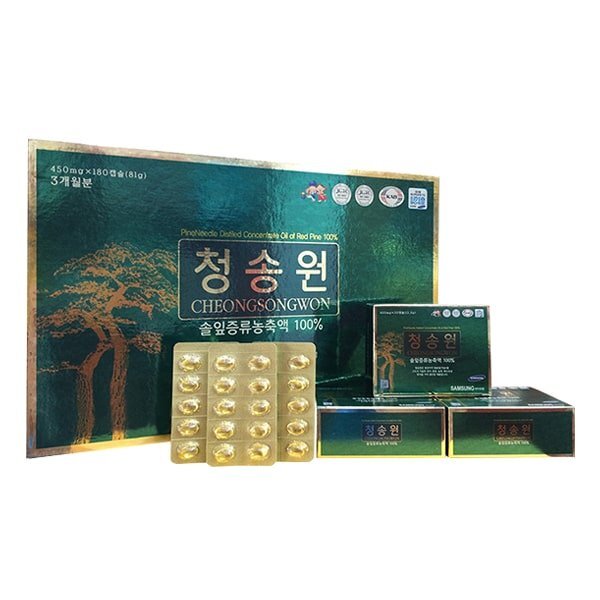 Viên tinh dầu thông đỏ Hàn Quốc Cheongsongwon 180 viên hộp xanh