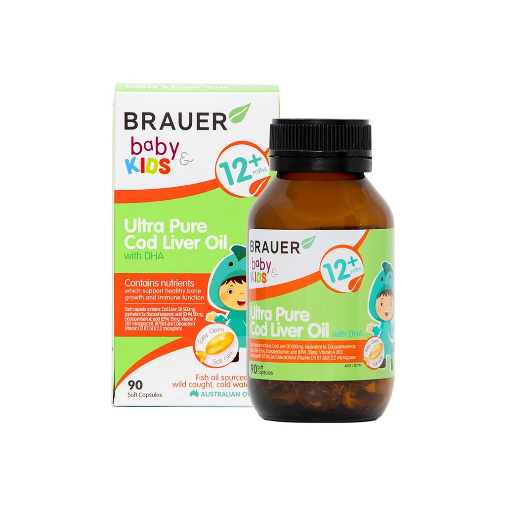 Viên uống bổ sung Brauer Baby & Kids Ultra Pure Cod Liver Oil (12+ months) 90 viên