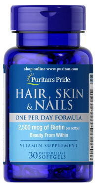 Viên uống bổ tóc, da, móng Puritan's Pride Hair, Skin & Nails One Per Day Formula 60 viên