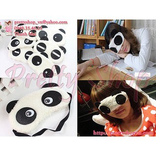Bịt mắt giúp ngủ ngon gấu Panda vải lông mềm mịn - VP021