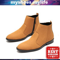 𝗠𝗬 𝗦𝗛𝗢𝗘𝗦 𝗠𝗬 𝗟𝗜𝗙𝗘 .̷ ̷ Giày chelsea boots nam da lộn ( mầu Vàng - Form to nên đặt lùi 1 size sẽ ôm chân hơn)