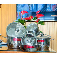 🌈 𝑩𝒐̣̂ 𝒏𝒐̂̀𝒊 𝑺𝑲𝒀 𝑺𝑻𝑨𝑹 ⚡Bộ Nồi 5 món 3 Đáy Inox Cao Cấp SKy Star bếp từ, hồng ngoại,...