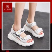 ᵀᴴᴱ ˢᴴᴼᴱˢ ᴺᴱᵂ ⬥︎  [SẴN LOẠI 1] Dép Sandal nữ màu trắng quai ngang ulzzang độn đế cao 5cm mới đi hoc cá tính năng động mà