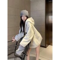 𝗺𝗶𝗲 𝘀𝘁𝘂𝗱𝗶𝗼 - Áo khoác len có mũ rộng cúc tròn to túi vuông bự form rộng thoải mái