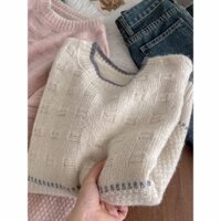 𝗺𝗶𝗲 𝘀𝘁𝘂𝗱𝗶𝗼 - Áo len dài tay cổ tròn len bông xù màu sắc baby xinh xắn, đáng yêu