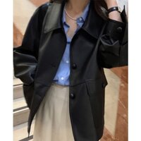 𝗺𝗶𝗲 𝘀𝘁𝘂𝗱𝗶𝗼 -  Áo khoác da đen. cúc tròn