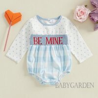 / / -Baby Girls Romper Dài Tay Cổ Tròn Kẻ Sọc Chấm In Chữ Thêu Body Quần Áo Cho Ngày Lễ Tình Nhân