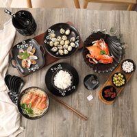 [ 𝐇𝐎𝐓 𝐃𝐄𝐀𝐋] Bát sứ đen, tô súp, bát cơm, đĩa đựng bát đĩa, đĩa sushi, thìa, đĩa đựng gia vị,