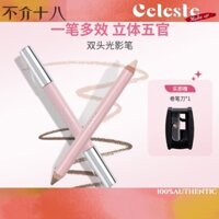 ❈ 🍎 ✷ Bút che bóng đường viền hai đầu Contour Stick Shading Powder Ba chiều Highlight Brightening Nose Shadow Brightening Trang trí sáng bóng mũi