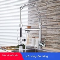 [ 𝐇𝐎𝐓 𝐃𝐄𝐀𝐋] Chậu rửa bát nóng lạnh hoàn toàn bằng đồng nhà bếp Lò xo Mỹ xoay đa năng 2 ổ cắm