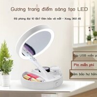[ 𝐇𝐎𝐓 𝐃𝐄𝐀𝐋] Gương trang điểm LED nổi tiếng trên Internet có đèn để bàn, gương trang điểm để