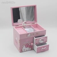☁ ✲ ◄ (HÀNG HOT)Cô gái kt hộp trang sức bằng gỗ hộp đựng đồng hồ hộp âm nhạc Hello Kitty Princess Phong cách Châu Âu Hộp