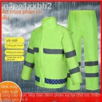♈ ☼ ● [HOT HIT]♗✎◕Áo mưa huỳnh quang xanh quần đi phù hợp an toàn phản nam nữ người lớn dày dặn xe máy điện làm nhiệm vụ