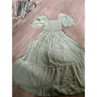 𝑯𝑨̀𝑵𝑮 𝑪𝑶́ 𝑺𝑨̆̃𝑵  Pass 99% Váy Chun Maxi Tay Bồng Xanh Mint