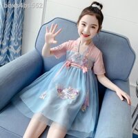 ▤ ☁ ( rẻ mà chất lượng)Trẻ em Hanfu Cô gái ăn mặc mùa hè Phong cách Trung Quốc Quần áo Tang Dress Siêu cổ tích Váy 12 tu