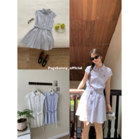 | 𝙋𝘼𝙂𝙀𝘽𝙐𝙉𝙉𝙔 | Váy liền thân tay hến ren thêu nơ phong cách tiểu thư