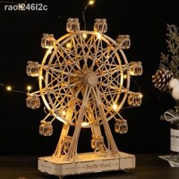 ↂ ∏ ✿ [VIP]Hộp âm nhạc xoay Bánh xe đu quay Hộp âm nhạc đồng hồ bằng gỗ Tự làm đồ handmade quà tặng giáng sinh cho trẻ e