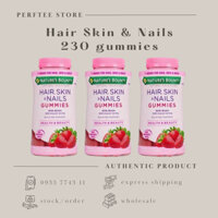 [𝑯𝒂̀𝒏𝒈 𝑨𝒊𝒓•𝑫𝒂𝒕𝒆 𝒙𝒂] Kẹo dẻo Hair Skin Nail Gummies Nature’s Bounty bổ sung biotin làm đẹp tóc da móng 230 viên hàng Mỹ