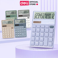 [𝐕𝐎𝐔𝐂𝐇𝐄𝐑 𝐋𝐈𝐕𝐄 𝟐𝟓%] Máy Tính Cao Cấp Deli Máy Tính Cầm Tay Màn Hình LCD Phím To Máy Tính 12 Số Pin Năng Lượng Mặt Trời