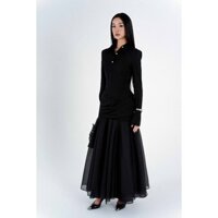 𝐕𝐈𝐕𝐈𝐀𝐍𝐍𝐄 𝐃𝐫𝐞𝐬𝐬 𝐈𝐧 𝐁𝐥𝐚𝐜𝐤 - Đầm đen xếp nếp kết hợp chân váy xòe dài sang trọng