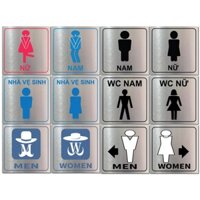 [ 1 BỘ 2 CÁI] Biển báo Nhà vệ sinh, Toilet, WC nam nữ cao cấp - Biển Bảng chỉ dẫn nhà vệ sinh WC đẹp giá rẻ hình vuông