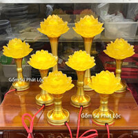 ( 1 cặp) Đèn thờ hoa sen lưu ly bông sen nở cao cấp, cặp đèn thờ lưu ly 1 bông