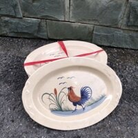 💢💥💢🐓 1 Dĩa Xoài Oval Vẽ Tay Họa Tiết Con Gà.🐓Dĩa Gốm Đất Nung Thủ Công Nam Bộ Xưa.🐓