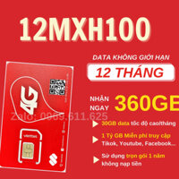 [ 1 TỶ G ] TRỌN GÓI 1 NĂM SIM 4G VIETTEL 12MXH100 THẢ GA TRUY CẬP FACEB00K TIKT0K Y0UTUBE KHÔNG GIỚI HẠN