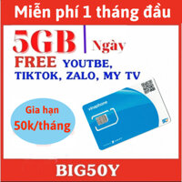 [ 1 TỶ GB ] SIM DATA 5G VINAPHONE BIG50Y SẴN 1 THÁNG ĐẦU FULL DATA VÀO MẠNG KHÔNG GIỚI HẠN MỖI THÁNG GIA HẠN CHỈ 50K