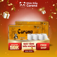 [ 10 CUỘN / LỐC ] COMBO 4 LỐC GIẤY CUỘN VỆ SINH GẤU TRÚC CORONA KHÔNG LÕI, CAO CẤP, MỊN, SIÊU DÀY 3 LỚP
