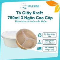 🔥 [100 Cái] Tô Giấy 750ml + Nắp PP & Khay 3 Ngăn – Đựng Cơm, Salad, Bún, Cháo, Thực Phẩm ♻️