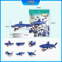 [ 1000 chi tiết] Bộ đồ chơi lắp ráp Cá Mập Biển Sâu 31 cm, Mô hình lắp ráp tàu ngầm cá mập đồ chơi cho bé