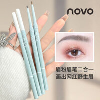 ❈ ❈ 10000 người ca ngợi NOVO bút chì kẻ mày đôi bevel bàn chải lông mày bàn chải xoắn ốc dễ tô màu bút chì lông mày không phai màu bút chì kẻ mày không thấm nước dành cho người mới bắt đầu 2502G18