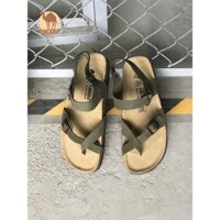 🍀 10.10 🍀 Sandal nam nữ unisex da thật LSB07 màu Nâu Bò, Xanh Rêu CC > . Đẹp . .