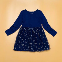 [ 10Kg-20Kg] Đầm Thun Tay Dài Phối  Chân Váy Voan C@T & J@CK Xanh Đen