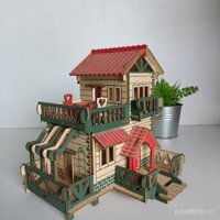 [ 16k Người Đã Thu Thập] Mô Hình Kiến Trúc Mô Phỏng Ngôi Nhà Phong Cách Phương Tây Nhỏ 
 Đồ chơi xếp hình 3D bằng gỗ cho trẻ em, đồ chơi giáo dục thủ công lắp ráp, nhà nhỏ