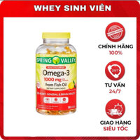 ( 180 viên) Dầu cá Omega 3 Spring Valley Fish Oil 1000mg phân phối chính hãng , hỗ trợ đẹp da,tốt cho trí não