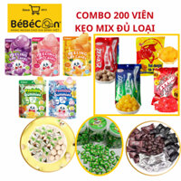 [ 200 VIÊN] Kẹo mix 12 loại kẹo bò cụng,styng,cola,lemon,kẹo dừa sakura,kẹo dẻo lột vỏ, kẹo coffee,kẹo choco cube