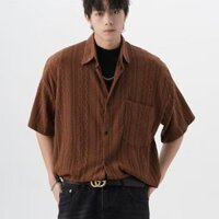 ❈ ❈ 2024 Áo Sơ Mi Retro Phong Cách Nhật Bản Tay Ngắn Rời Thiết Kế Áo Sơ Mi Áo Khoác Ngoài Nam NZ250228B