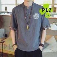 ❈ ❈ 2025 CNY Phong Cách Mới Kimono Nam Nút Đĩa Vải Lanh Áo Sơ Mi Nam Tay Ngắn Đường