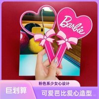 [ 24k Người Đã Thu Thập] Gương Trang Điểm Barbie Dễ Thương Tay Cầm Gương Cá Nhân Mini Cầm Tay Di Động Silicon Gương Nhỏ Cô Gái Có Nơ