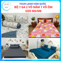 { 25 MẪU } Bộ ga trải giường Thun Lạnh Hàn Quốc CAO CẤP - SIZE M8*2M / M6*2M GỒM ( 1 ga bọc + 2 vỏ nằm +1 vỏ ôm )