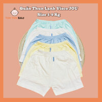 ( 3-9kg)- Set 5 Quần Sơ Sinh Thun Lạnh  Visco JOU co giãn 4 chiều - Mẫu Quần Đùi Màu cho bé 0-9 Tháng