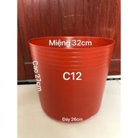 { 30 Cái } Chậu Nhựa Trồng Cây C12 Đỏ Loại Dày Dặn 30x26
