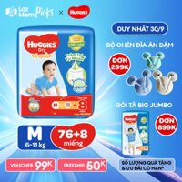 [ 30.9 MUA 1 TẶNG 1][Tặng 8 miếng] Tã/Bỉm quần Tràm Trà Tự Nhiên HUGGIES DRY PANTS SUPER JUMBO M76 (Cho bé từ 5-10kg)