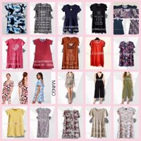 ( 40-100kg ) Đầm thun suông tay ngắn hoạ tiết vnxk xuất khẩu, trung niên, teen, bé gái size đại, loose dress