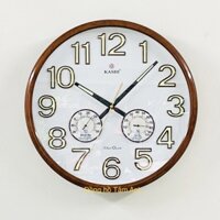 [ 45x45 cm ) Đồng hồ treo tường Kashi HM406-3 mặt số dạ Quang có nhiệt kế và ẩm kế
