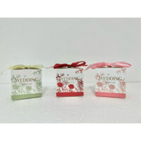 [ 50 - 100 CÁI, 3 MÀU] VỎ HỘP BÁNH VUÔNG 7CM KÈM DÂY RUY BĂNG