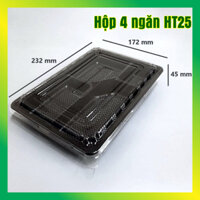 [ 50 ] Hộp nhựa đế đen 4 ngăn HT25, hộp đựng cơm HT25
